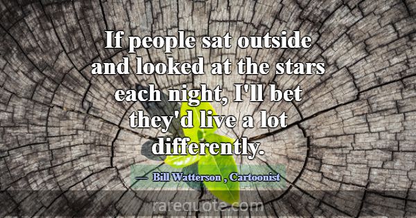 If people sat outside and looked at the stars each... -Bill Watterson