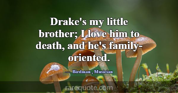 Drake's my little brother; I love him to death, an... -Birdman
