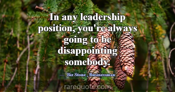 In any leadership position, you're always going to... -Biz Stone