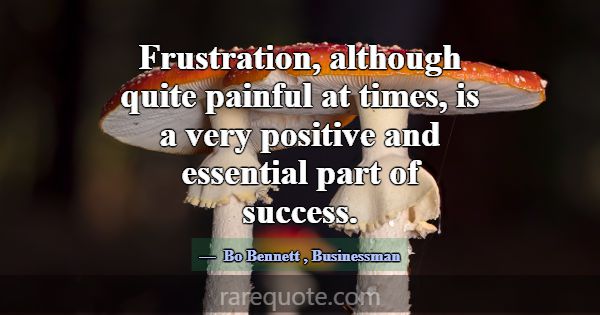 Frustration, although quite painful at times, is a... -Bo Bennett