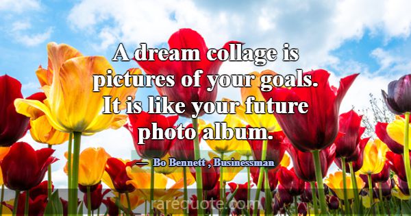 A dream collage is pictures of your goals. It is l... -Bo Bennett