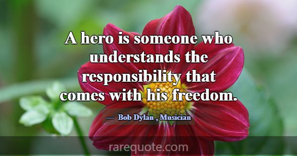 A hero is someone who understands the responsibili... -Bob Dylan