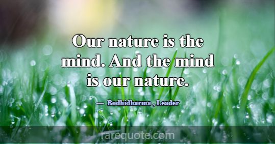 Our nature is the mind. And the mind is our nature... -Bodhidharma