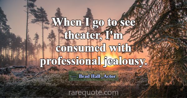 When I go to see theater, I'm consumed with profes... -Brad Hall