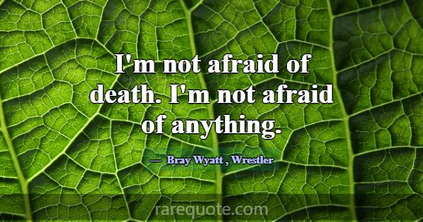 I'm not afraid of death. I'm not afraid of anythin... -Bray Wyatt