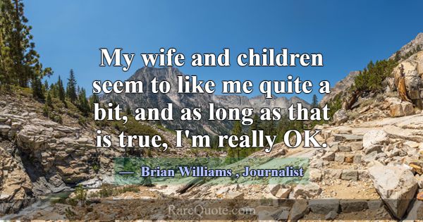 My wife and children seem to like me quite a bit, ... -Brian Williams