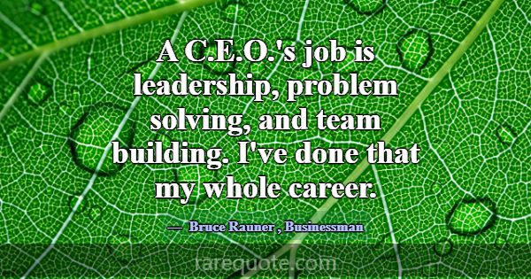 A C.E.O.'s job is leadership, problem solving, and... -Bruce Rauner