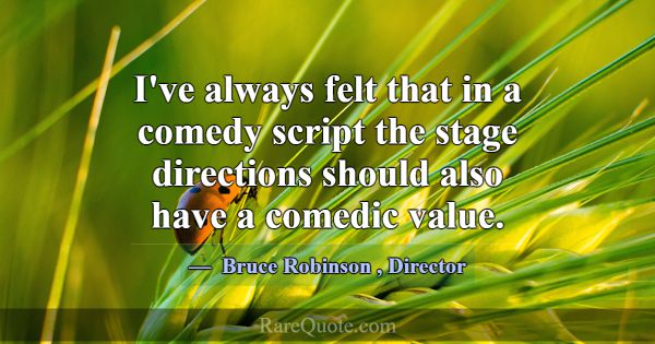 I've always felt that in a comedy script the stage... -Bruce Robinson