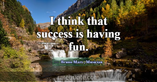 I think that success is having fun.... -Bruno Mars