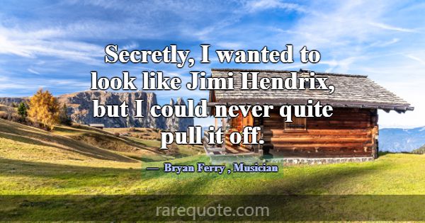 Secretly, I wanted to look like Jimi Hendrix, but ... -Bryan Ferry