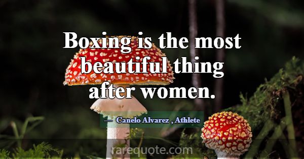 Boxing is the most beautiful thing after women.... -Canelo Alvarez