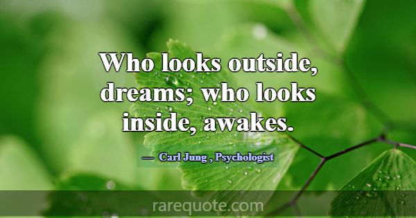 Who looks outside, dreams; who looks inside, awake... -Carl Jung