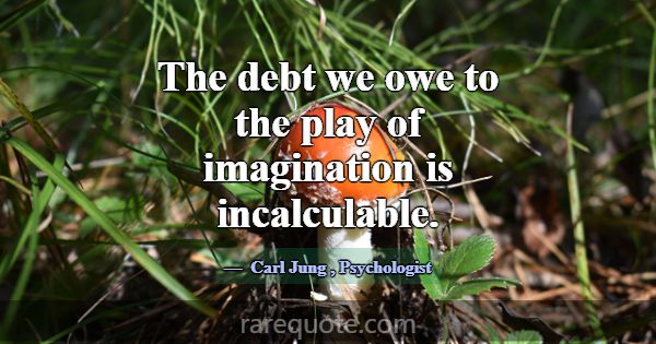 The debt we owe to the play of imagination is inca... -Carl Jung