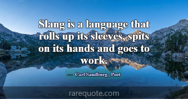Slang is a language that rolls up its sleeves, spi... -Carl Sandburg