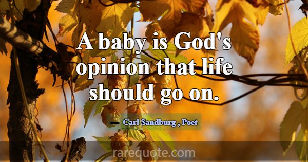 A baby is God's opinion that life should go on.... -Carl Sandburg