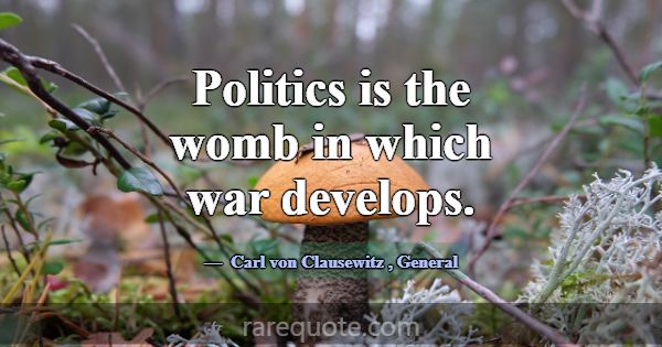 Politics is the womb in which war develops.... -Carl von Clausewitz