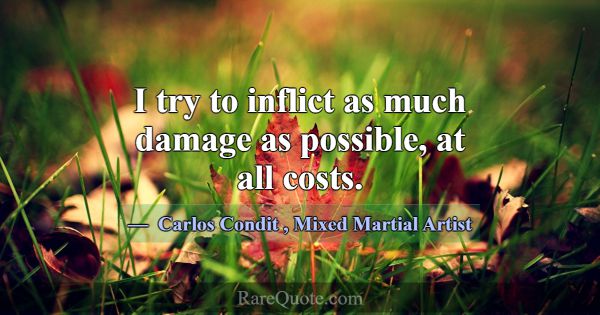 I try to inflict as much damage as possible, at al... -Carlos Condit