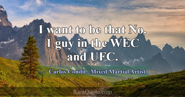 I want to be that No. 1 guy in the WEC and UFC.... -Carlos Condit