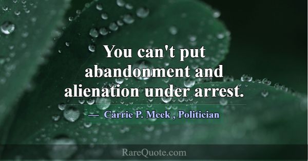 You can't put abandonment and alienation under arr... -Carrie P. Meek