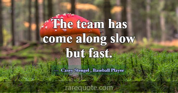 The team has come along slow but fast.... -Casey Stengel