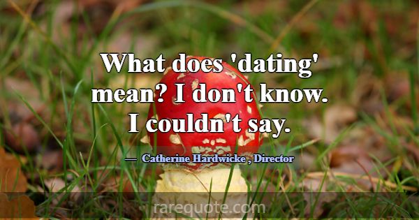 What does 'dating' mean? I don't know. I couldn't ... -Catherine Hardwicke