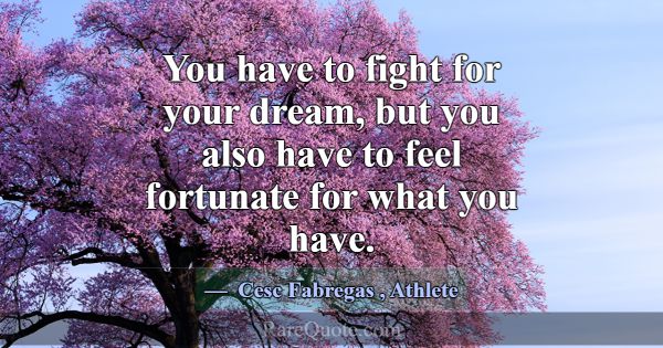 You have to fight for your dream, but you also hav... -Cesc Fabregas