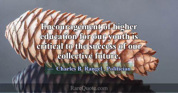 Encouragement of higher education for our youth is... -Charles B. Rangel