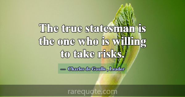 The true statesman is the one who is willing to ta... -Charles de Gaulle