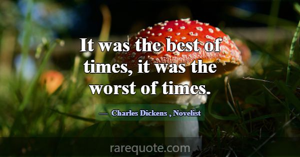 It was the best of times, it was the worst of time... -Charles Dickens