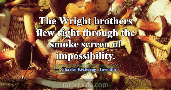 The Wright brothers flew right through the smoke s... -Charles Kettering