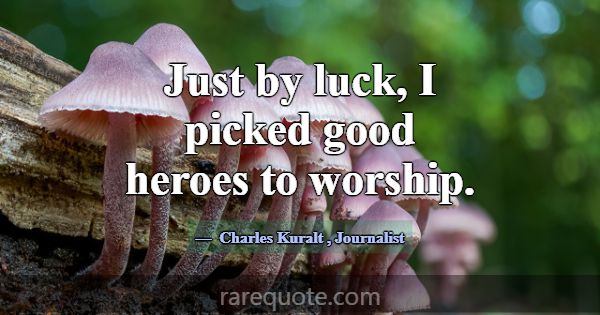 Just by luck, I picked good heroes to worship.... -Charles Kuralt