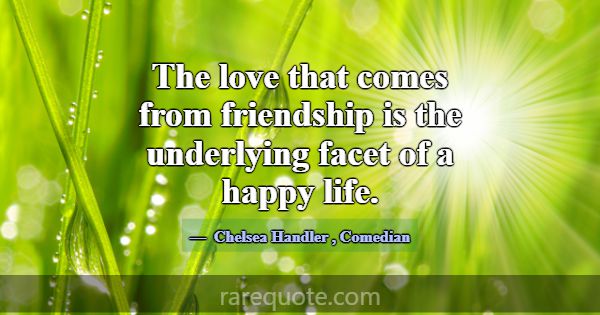 The love that comes from friendship is the underly... -Chelsea Handler