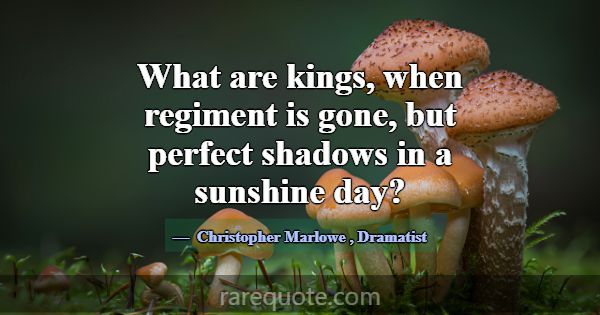 What are kings, when regiment is gone, but perfect... -Christopher Marlowe