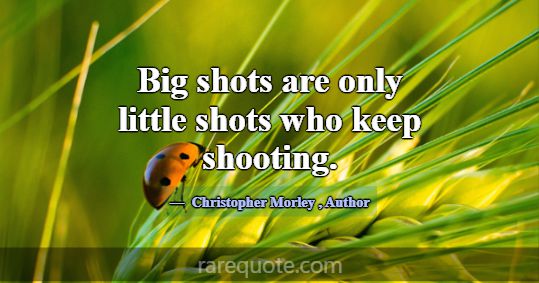 Big shots are only little shots who keep shooting.... -Christopher Morley