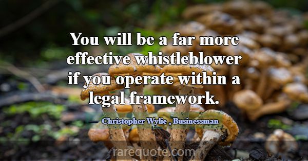 You will be a far more effective whistleblower if ... -Christopher Wylie