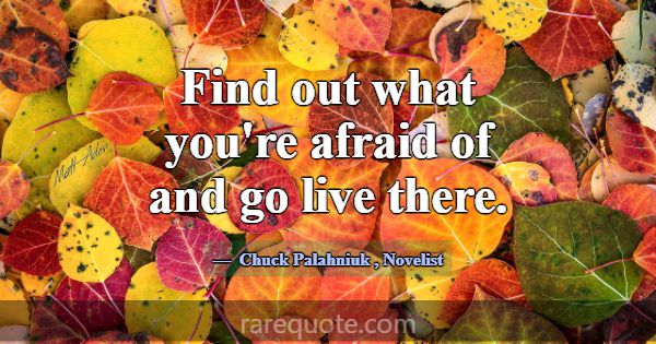 Find out what you're afraid of and go live there.... -Chuck Palahniuk