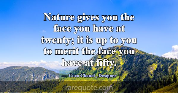 Nature gives you the face you have at twenty; it i... -Coco Chanel