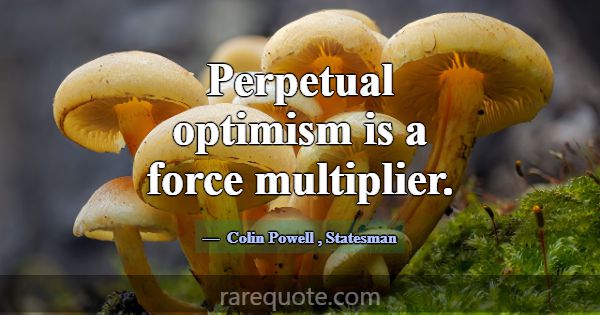 Perpetual optimism is a force multiplier.... -Colin Powell