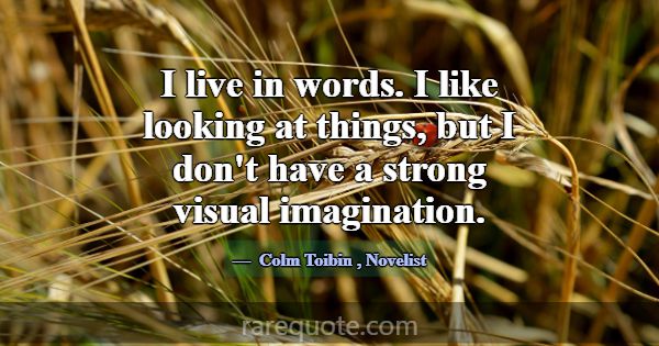 I live in words. I like looking at things, but I d... -Colm Toibin