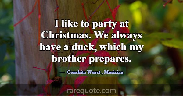 I like to party at Christmas. We always have a duc... -Conchita Wurst