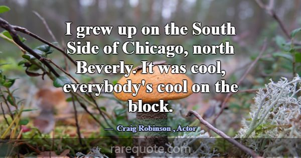 I grew up on the South Side of Chicago, north Beve... -Craig Robinson