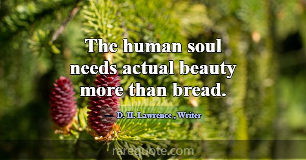 The human soul needs actual beauty more than bread... -D. H. Lawrence