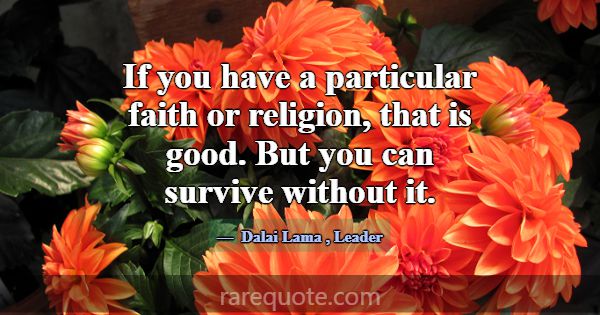If you have a particular faith or religion, that i... -Dalai Lama