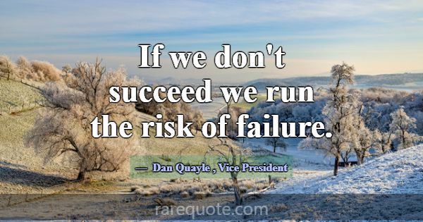 If we don't succeed we run the risk of failure.... -Dan Quayle