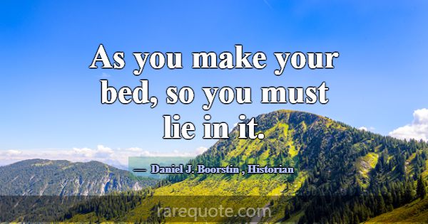 As you make your bed, so you must lie in it.... -Daniel J. Boorstin