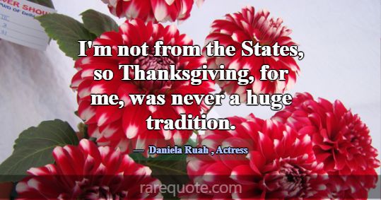 I'm not from the States, so Thanksgiving, for me, ... -Daniela Ruah