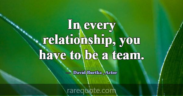 In every relationship, you have to be a team.... -David Burtka