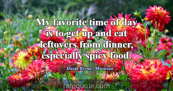 My favorite time of day is to get up and eat lefto... -David Byrne