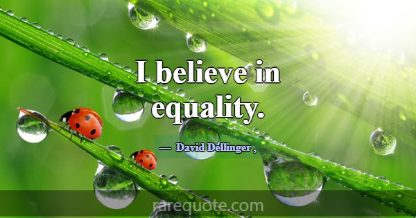 I believe in equality.... -David Dellinger