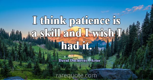 I think patience is a skill and I wish I had it.... -David Duchovny
